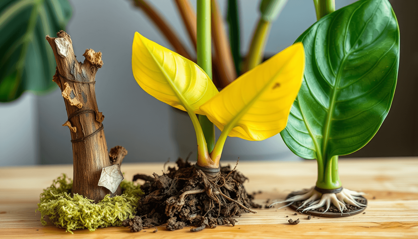 龜背芋莖節3大異常_腐爛_不發根_黃葉_速查對照表